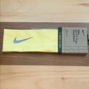 Nike Dri-FIT Yellow Headband with Gray Logo